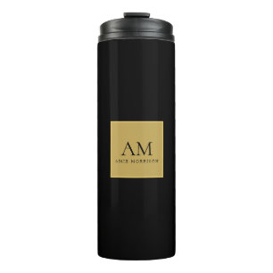Bouteilles Isothermes Couleurs Or Noir Monogramme Lettre Initiale Nom