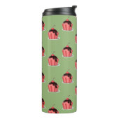 Bouteilles Isothermes Coupes de crème glacée rose sur vert (Tourné sur la gauche)