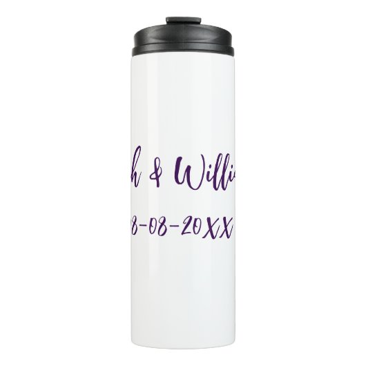 Bouteilles Isothermes couple de mariages. Nom date violet simple mo mini (Devant)