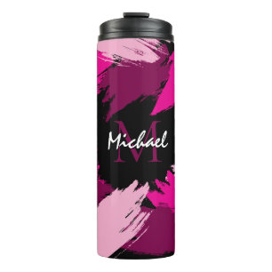 Bouteilles Isothermes Coups de pinceau nuances de rose chaud nom avec mo
