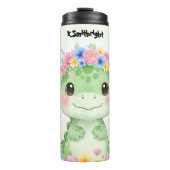 Bouteilles Isothermes Couronne de fleurs de bébé dinosaure mignon (Devant)