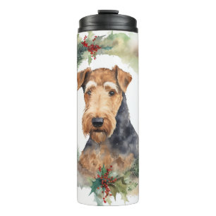 Bouteilles Isothermes Couronne de Noël festive Airedale Pup