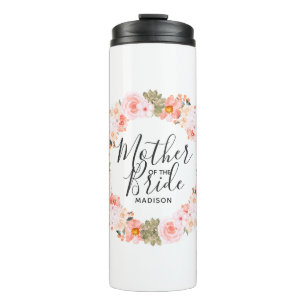 Bouteilles Isothermes Couronne florale chic pêche menthe pour la mère de