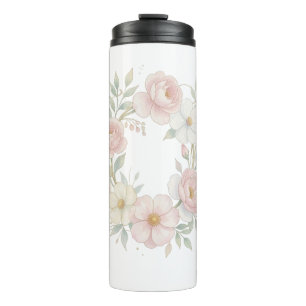 Bouteilles Isothermes Couronne florale élégante pastel rose, design bota