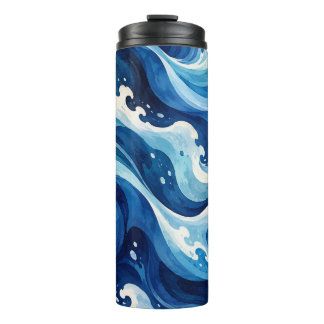 Bouteilles Isothermes Coussin de jet abstrait Vagues de l'océan bleu Aqu