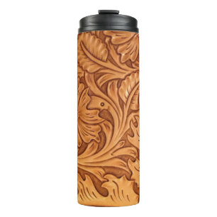 Bouteilles Isothermes Cow-boy brun rustique en cuir occidental