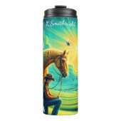 Bouteilles Isothermes Cowboy Kneeling avant Jésus en Cheval de Croix (Devant)