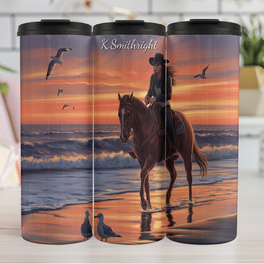 Bouteilles Isothermes Cowgirl Beach Ride Sunset Gulls