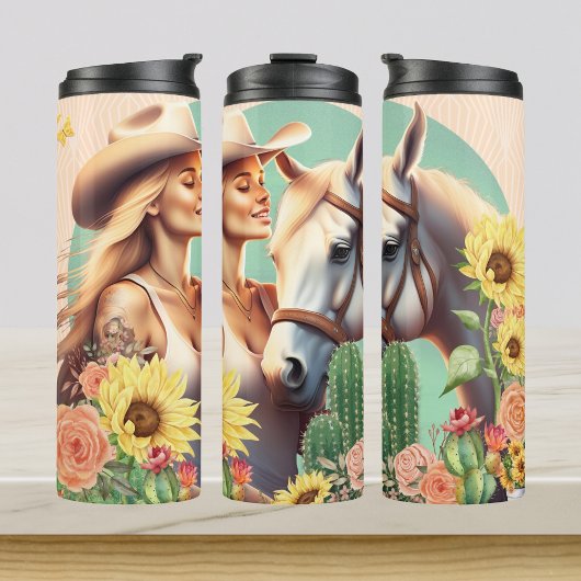 Bouteilles Isothermes Cowgirl Floral Peau