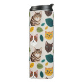 Bouteilles Isothermes Cozy Cat & Autumn Leaves Seamless Pattern - Whimsi (Tourné sur la gauche)