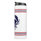 Bouteilles Isothermes crabe blanc bleu marine monogrammé (Tourné sur la droite)