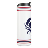 Bouteilles Isothermes crabe blanc bleu marine monogrammé (Tourné sur la gauche)