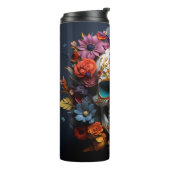 Bouteilles Isothermes Crâne à sucre 3D coloré et fleurs (Tourné sur la gauche)