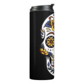 Bouteilles Isothermes Crâne à sucre rose jaune sur noir (Tourné sur la gauche)