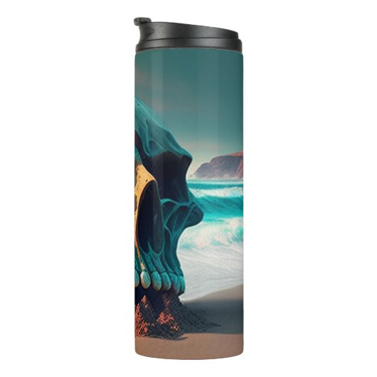 Bouteilles Isothermes Crâne sur la plage (Tourné sur la droite)