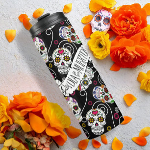 Bouteilles Isothermes Crânes à sucre et permules Rose Black ID725