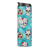 Bouteilles Isothermes Crânes à sucre et tourbillons Rose Turquoise ID725 (Tourné sur la droite)