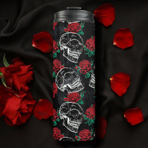 Bouteilles Isothermes Crânes et roses rouges Grunge gothique moderne