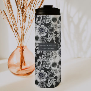 Bouteilles Isothermes Crânes Floraux Sombres Élégants sur Personnalisé N