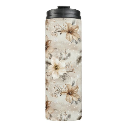 Bouteilles Isothermes Cream Brown Floral Christmas (Devant)
