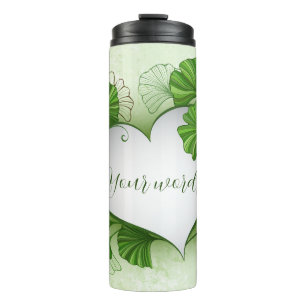 Bouteilles Isothermes Créez votre propre Coeur Feuille Gingko Vert