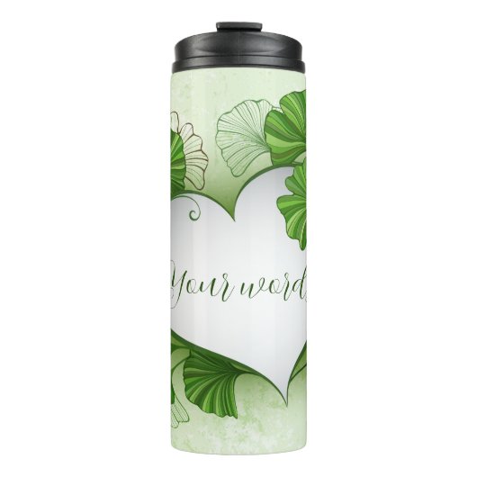 Bouteilles Isothermes Créez votre propre Coeur Feuille Gingko Vert (Devant)