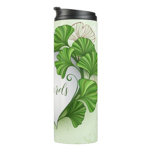 Bouteilles Isothermes Créez votre propre Coeur Feuille Gingko Vert (Tourné sur la droite)