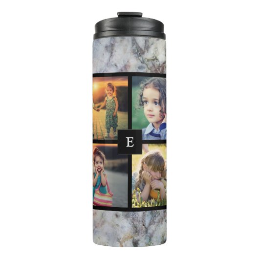 Bouteilles Isothermes Créez votre propre photo collage en marbre gris (Devant)