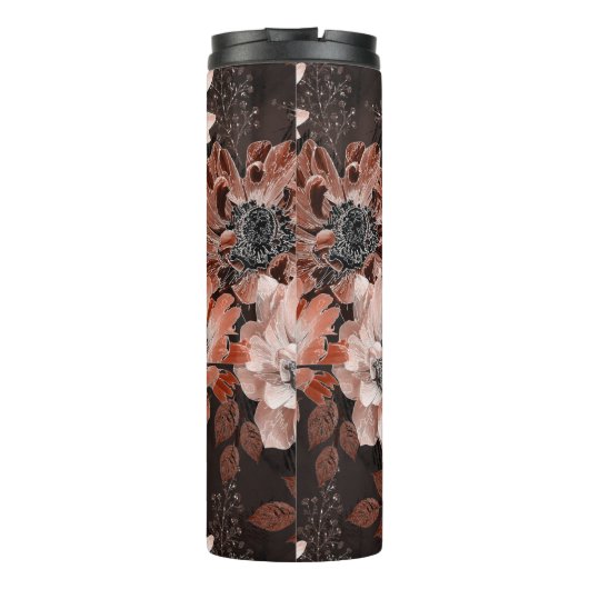 Bouteilles Isothermes Crème, fleurs de teracote sur un arrière - plan br (Dos)