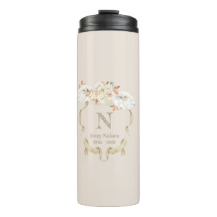 Bouteilles Isothermes Crème personnalisée Rose Monogram Crest