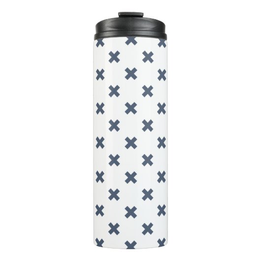 Bouteilles Isothermes Crochets bleu-gris sur blanc (Devant)