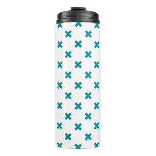 Bouteilles Isothermes Crochets turquoises sur blanc
