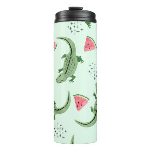 Bouteilles Isothermes Crocodile Watermelon, Motif Vintage Abstrait.