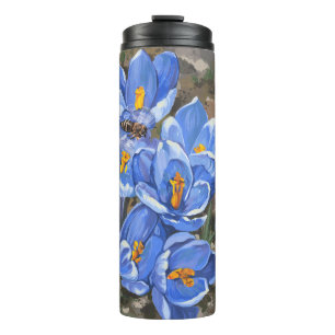 Bouteilles Isothermes Crocus bleus et une abeille