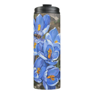 Bouteilles Isothermes Crocus bleus et une abeille
