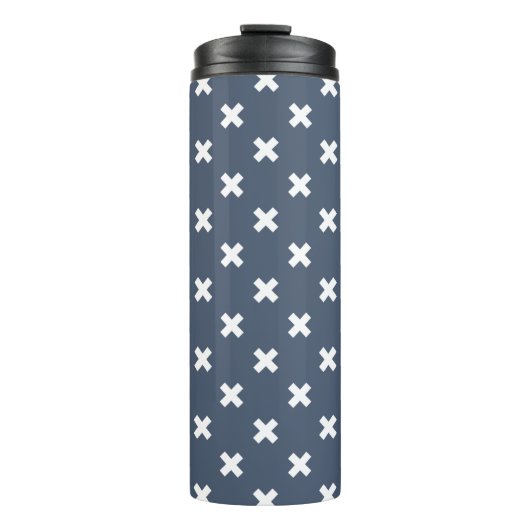 Bouteilles Isothermes Croix blanches sur bleu-gris (Devant)