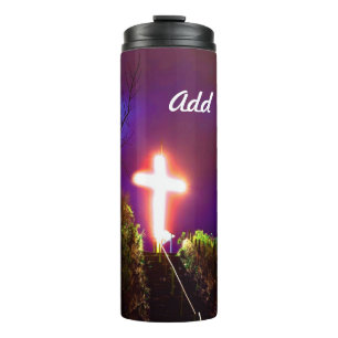 Bouteilles Isothermes Croix brillante à la nuit Dieu aime