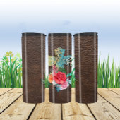 Bouteilles Isothermes Croix florale sur Arrière - plan en cuir texturé