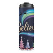 Bouteilles Isothermes Croyez Père Noël dans le ciel nocturne (Devant)