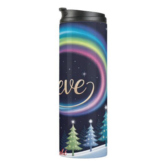 Bouteilles Isothermes Croyez Père Noël dans le ciel nocturne (Tourné sur la droite)