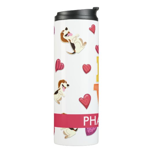Bouteilles Isothermes Custom mignon Valentine's Day Beagle Chien (Tourné sur la gauche)