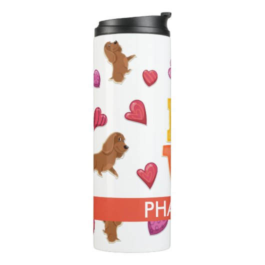 Bouteilles Isothermes Custom mignon Valentine's Day Dachshund Chien (Tourné sur la gauche)