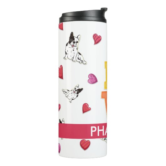 Bouteilles Isothermes Custom mignonne Saint-Valentin Chien de taureau fr (Tourné sur la gauche)