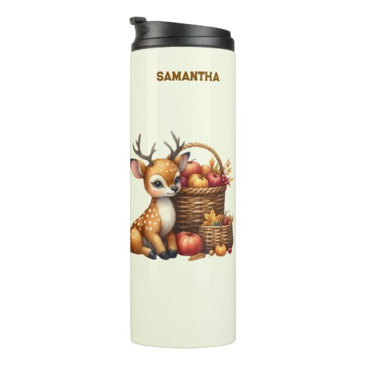 Bouteilles Isothermes Custom Name Deer with Autumn Harvest (Tourné sur la droite)