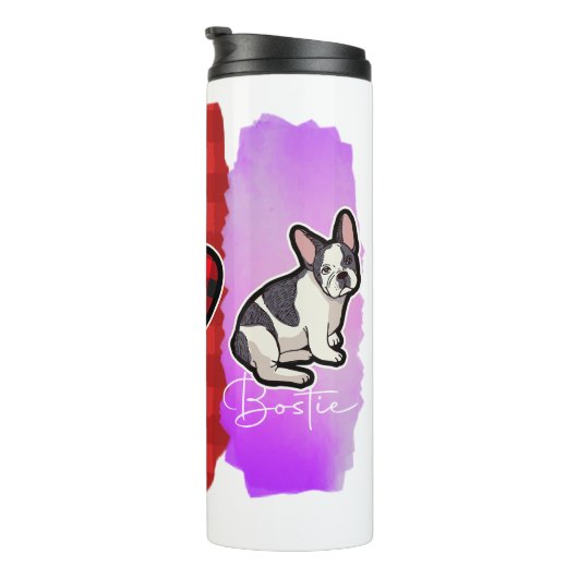 Bouteilles Isothermes Custom Peace Love Boston terrier avec message (Tourné sur la droite)