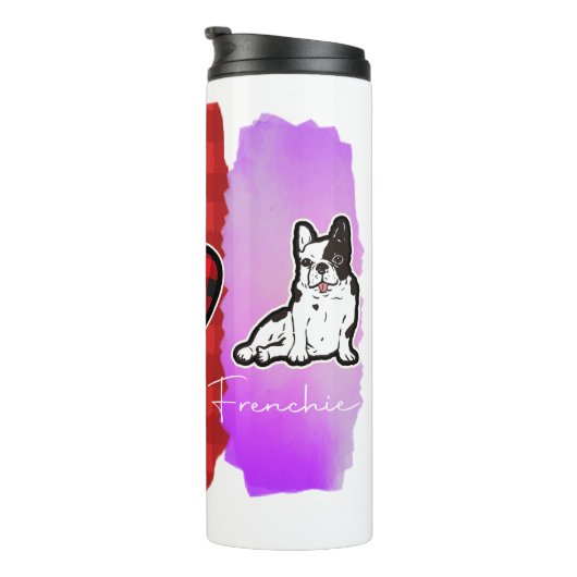 Bouteilles Isothermes Custom Peace Love French Bulldog avec message (Tourné sur la droite)