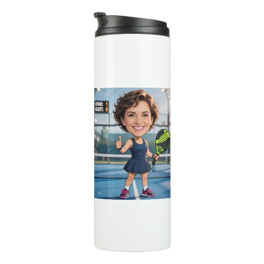Bouteilles Isothermes Custom Photo Head Padel/Pickleball Player Caricatu (Tourné sur la droite)