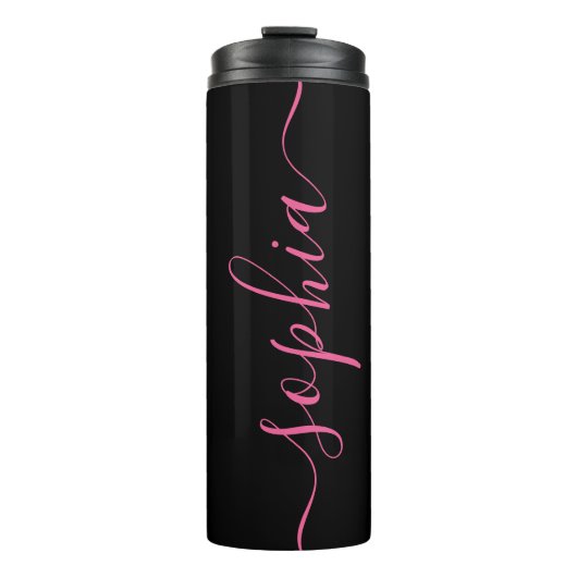 Bouteilles Isothermes Custom Pink Script Name Black Thermal Tumbler (Devant)