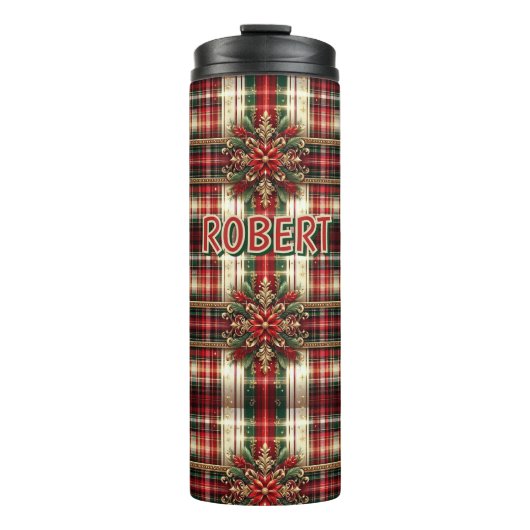 Bouteilles Isothermes Customisé Red Green Gold Festive Plaid (Devant)