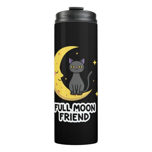 Bouteilles Isothermes Cute Black Cat on Moon - Full Moon Friend (Devant)
